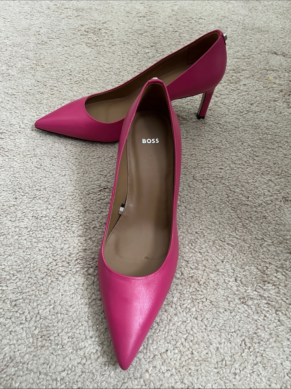 HUGO BOSS Bright Pink Janet Pointed-Toe Stiletto Pumps